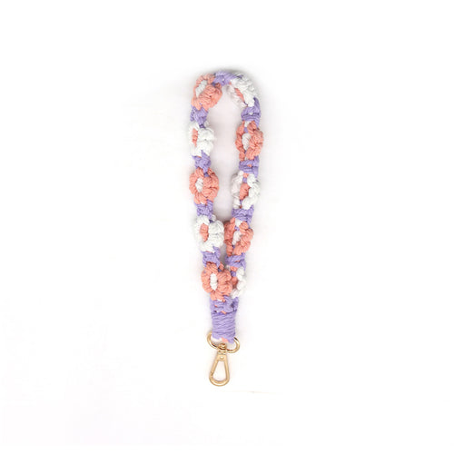 Macramé Floral Phone Strap Short Version - Λιλά / Ροζ