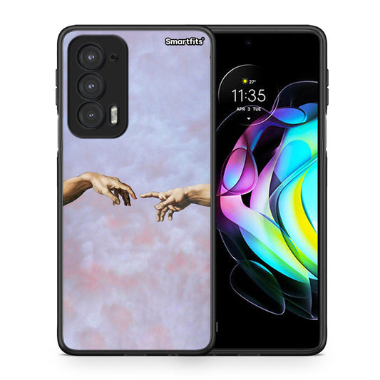 Θήκη Motorola Edge 20 5G Adam Hand από τη Smartfits με σχέδιο στο πίσω μέρος και μαύρο περίβλημα | Motorola Edge 20 5G Adam Hand case with colorful back and black bezels