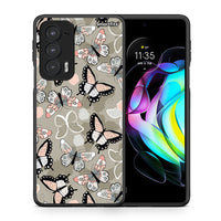 Thumbnail for Θήκη Motorola Edge 20 5G Butterflies Boho από τη Smartfits με σχέδιο στο πίσω μέρος και μαύρο περίβλημα | Motorola Edge 20 5G Butterflies Boho case with colorful back and black bezels