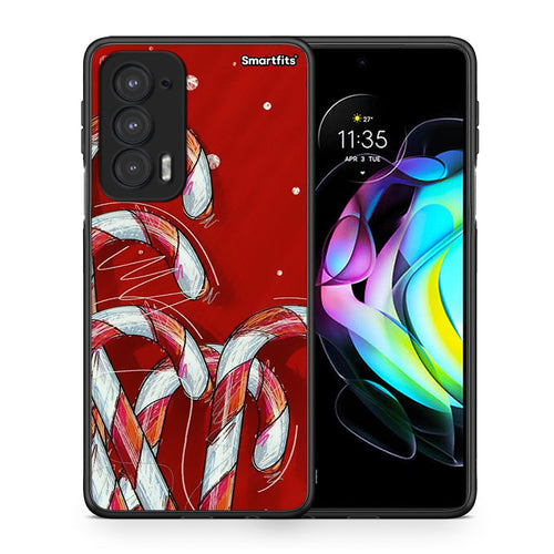 Θήκη Motorola Edge 20 5G Candy Cane από τη Smartfits με σχέδιο στο πίσω μέρος και μαύρο περίβλημα | Motorola Edge 20 5G Candy Cane case with colorful back and black bezels