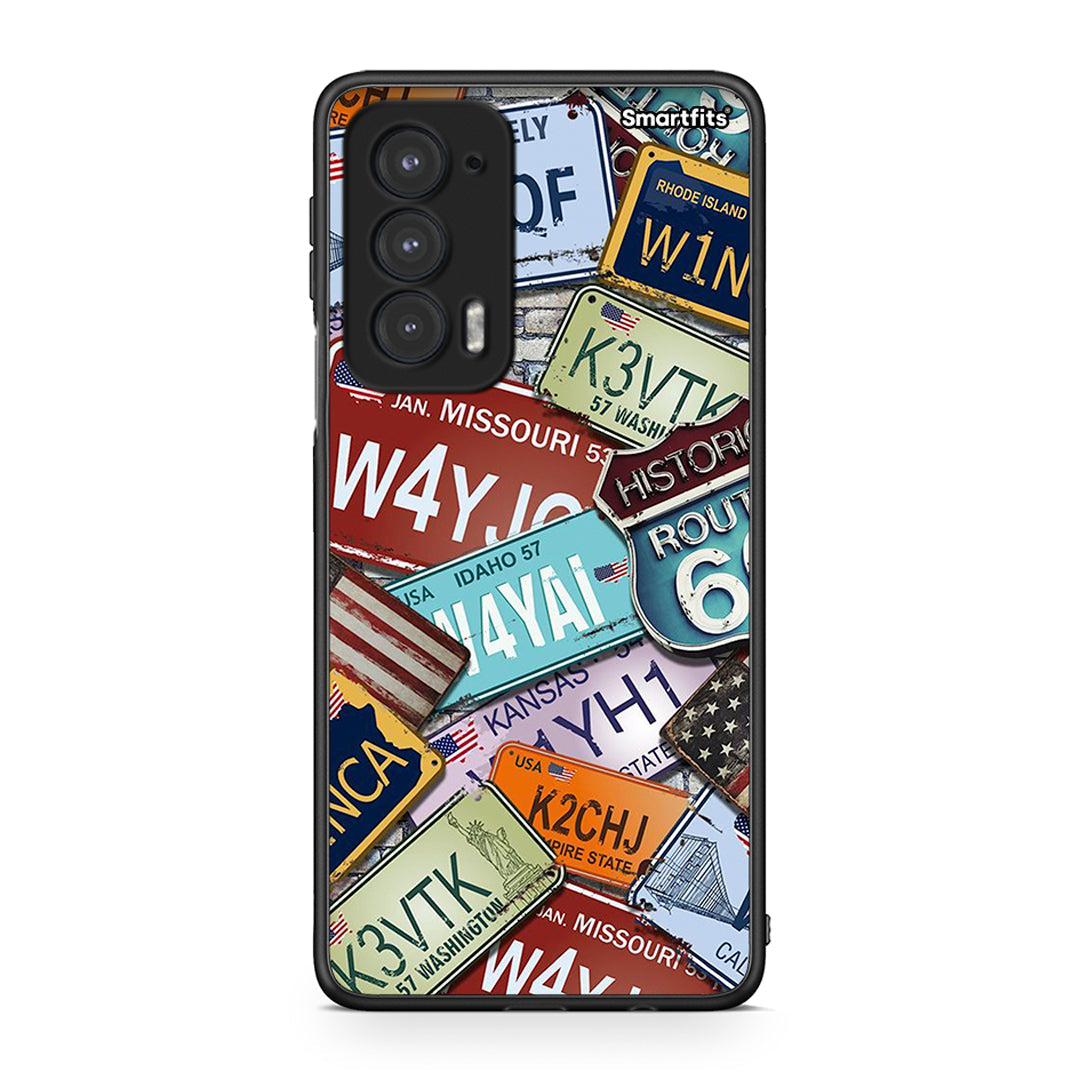 Motorola Edge 20 5G Car Plates θήκη από τη Smartfits με σχέδιο στο πίσω μέρος και μαύρο περίβλημα | Smartphone case with colorful back and black bezels by Smartfits