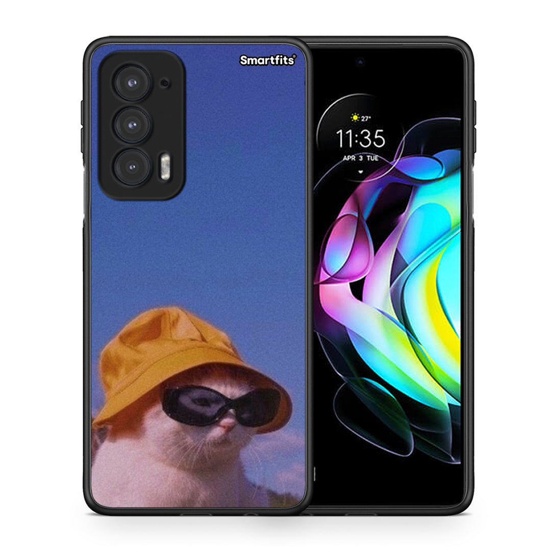Θήκη Motorola Edge 20 5G Cat Diva από τη Smartfits με σχέδιο στο πίσω μέρος και μαύρο περίβλημα | Motorola Edge 20 5G Cat Diva case with colorful back and black bezels