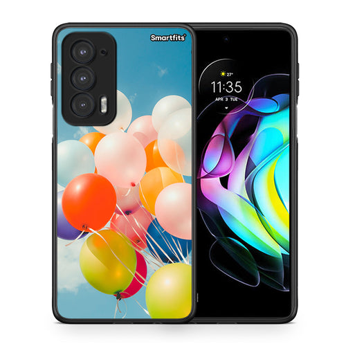 Θήκη Motorola Edge 20 5G Colorful Balloons από τη Smartfits με σχέδιο στο πίσω μέρος και μαύρο περίβλημα | Motorola Edge 20 5G Colorful Balloons case with colorful back and black bezels