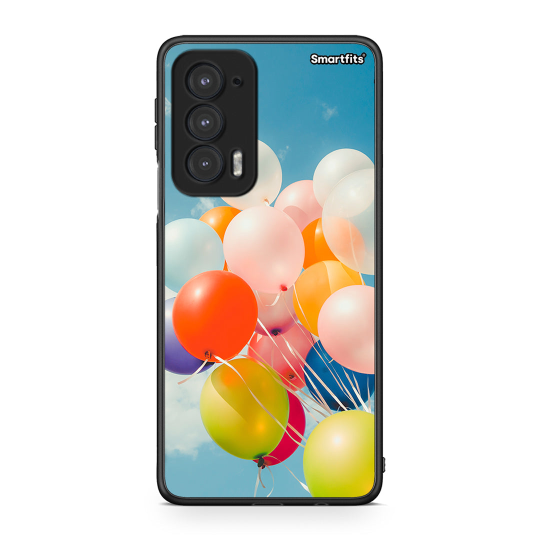 Motorola Edge 20 5G Colorful Balloons θήκη από τη Smartfits με σχέδιο στο πίσω μέρος και μαύρο περίβλημα | Smartphone case with colorful back and black bezels by Smartfits