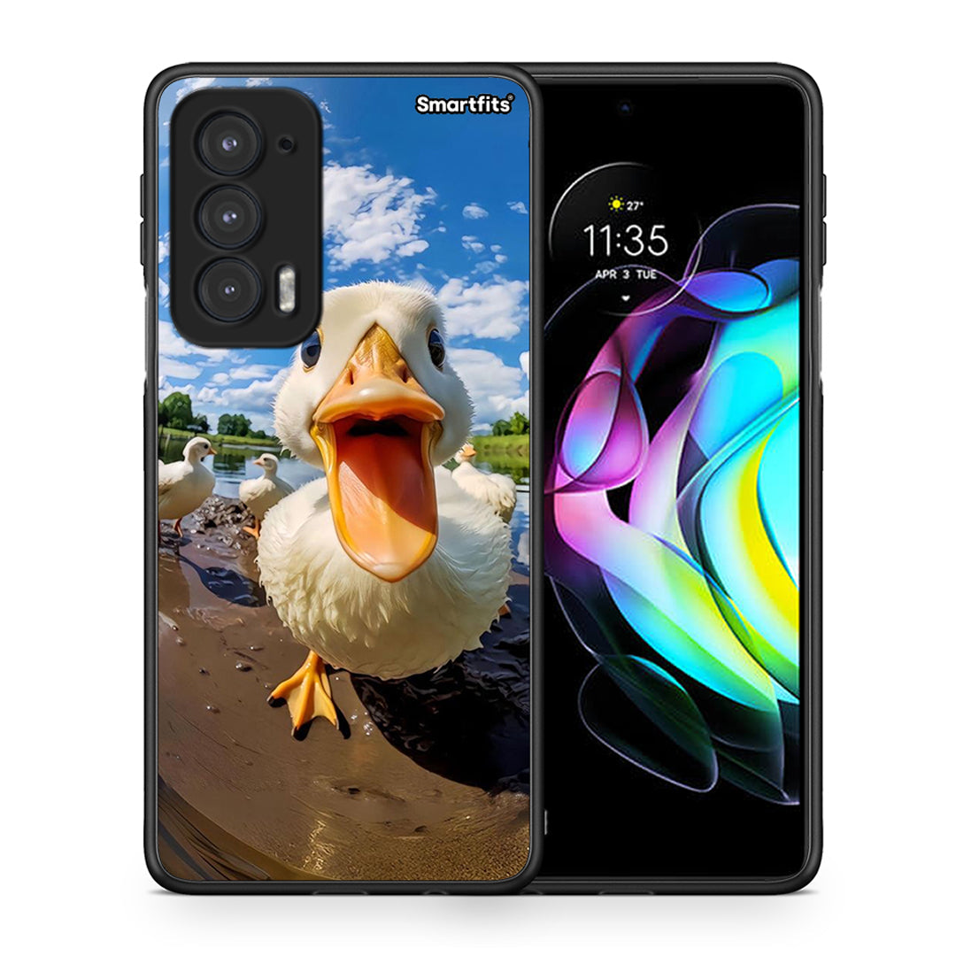 Θήκη Motorola Edge 20 5G Duck Face από τη Smartfits με σχέδιο στο πίσω μέρος και μαύρο περίβλημα | Motorola Edge 20 5G Duck Face case with colorful back and black bezels