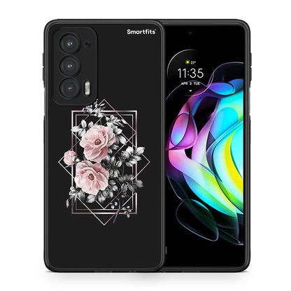 Θήκη Motorola Edge 20 5G Frame Flower από τη Smartfits με σχέδιο στο πίσω μέρος και μαύρο περίβλημα | Motorola Edge 20 5G Frame Flower case with colorful back and black bezels