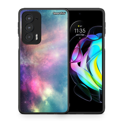 Θήκη Motorola Edge 20 5G Rainbow Galaxy από τη Smartfits με σχέδιο στο πίσω μέρος και μαύρο περίβλημα | Motorola Edge 20 5G Rainbow Galaxy case with colorful back and black bezels