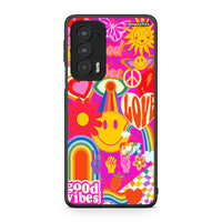 Thumbnail for Motorola Edge 20 5G Hippie Love θήκη από τη Smartfits με σχέδιο στο πίσω μέρος και μαύρο περίβλημα | Smartphone case with colorful back and black bezels by Smartfits