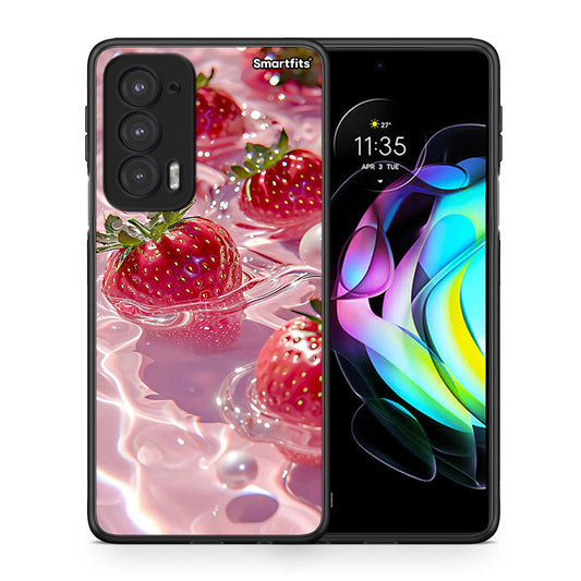 Θήκη Motorola Edge 20 5G Juicy Strawberries από τη Smartfits με σχέδιο στο πίσω μέρος και μαύρο περίβλημα | Motorola Edge 20 5G Juicy Strawberries case with colorful back and black bezels