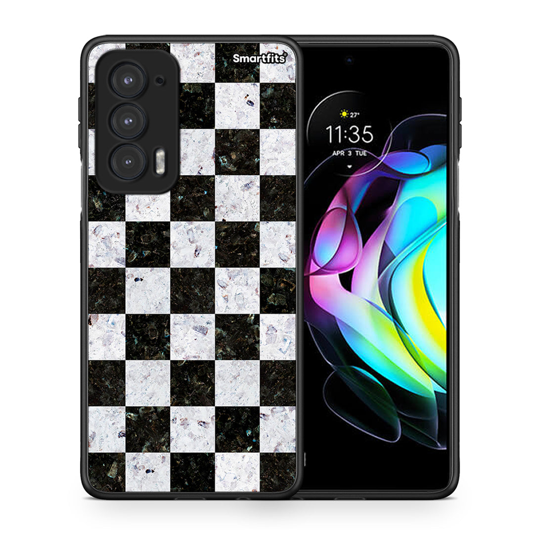 Θήκη Motorola Edge 20 5G Square Geometric Marble από τη Smartfits με σχέδιο στο πίσω μέρος και μαύρο περίβλημα | Motorola Edge 20 5G Square Geometric Marble case with colorful back and black bezels