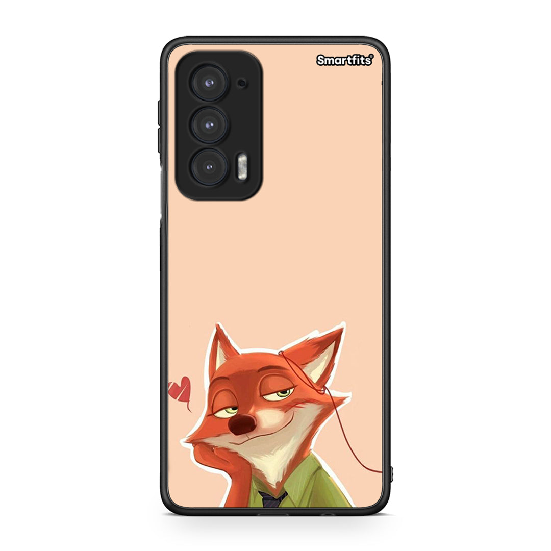 Motorola Edge 20 5G Nick Wilde And Judy Hopps Love 1 θήκη από τη Smartfits με σχέδιο στο πίσω μέρος και μαύρο περίβλημα | Smartphone case with colorful back and black bezels by Smartfits