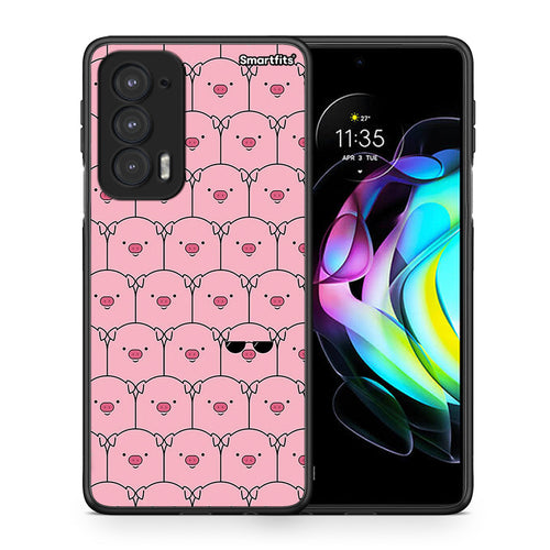 Θήκη Motorola Edge 20 5G Pig Glasses από τη Smartfits με σχέδιο στο πίσω μέρος και μαύρο περίβλημα | Motorola Edge 20 5G Pig Glasses case with colorful back and black bezels