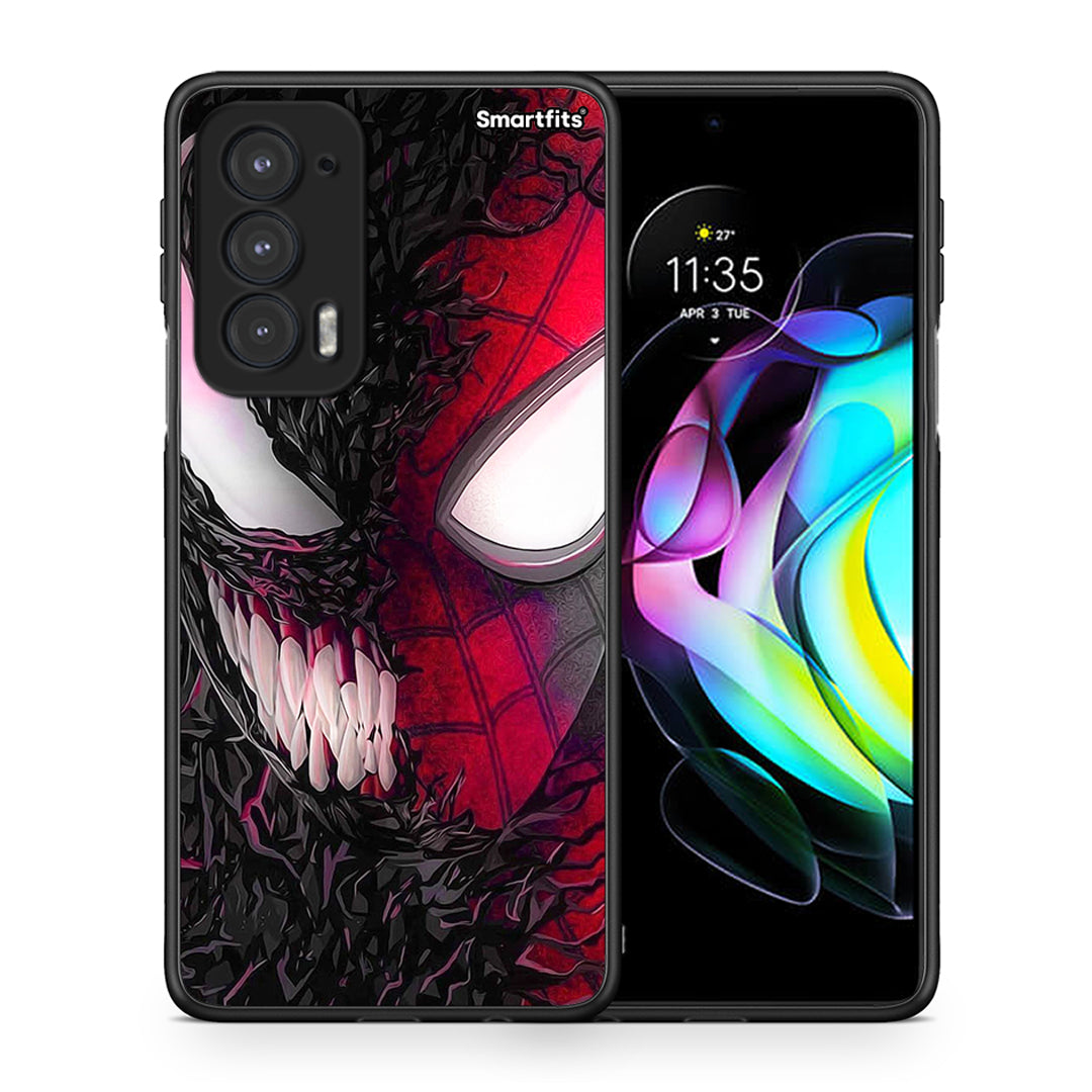 Θήκη Motorola Edge 20 5G SpiderVenom PopArt από τη Smartfits με σχέδιο στο πίσω μέρος και μαύρο περίβλημα | Motorola Edge 20 5G SpiderVenom PopArt case with colorful back and black bezels