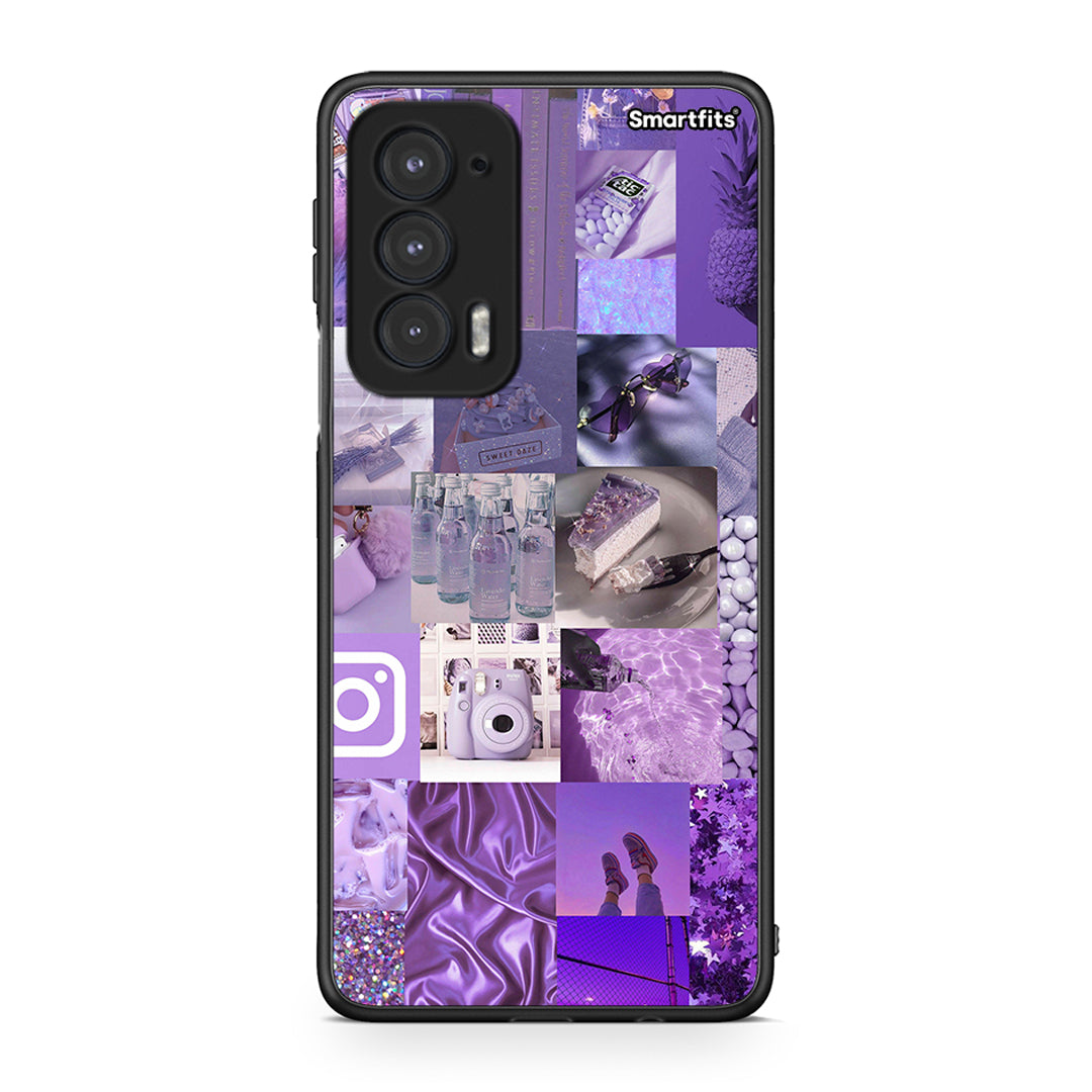 Motorola Edge 20 5G Purple Aesthetic Collage θήκη από τη Smartfits με σχέδιο στο πίσω μέρος και μαύρο περίβλημα | Smartphone case with colorful back and black bezels by Smartfits