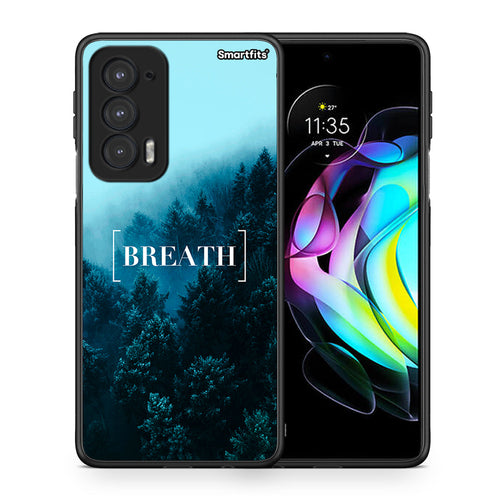 Θήκη Motorola Edge 20 5G Breath Quote από τη Smartfits με σχέδιο στο πίσω μέρος και μαύρο περίβλημα | Motorola Edge 20 5G Breath Quote case with colorful back and black bezels