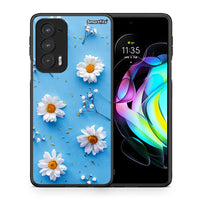 Thumbnail for Θήκη Motorola Edge 20 5G Real Daisies από τη Smartfits με σχέδιο στο πίσω μέρος και μαύρο περίβλημα | Motorola Edge 20 5G Real Daisies case with colorful back and black bezels