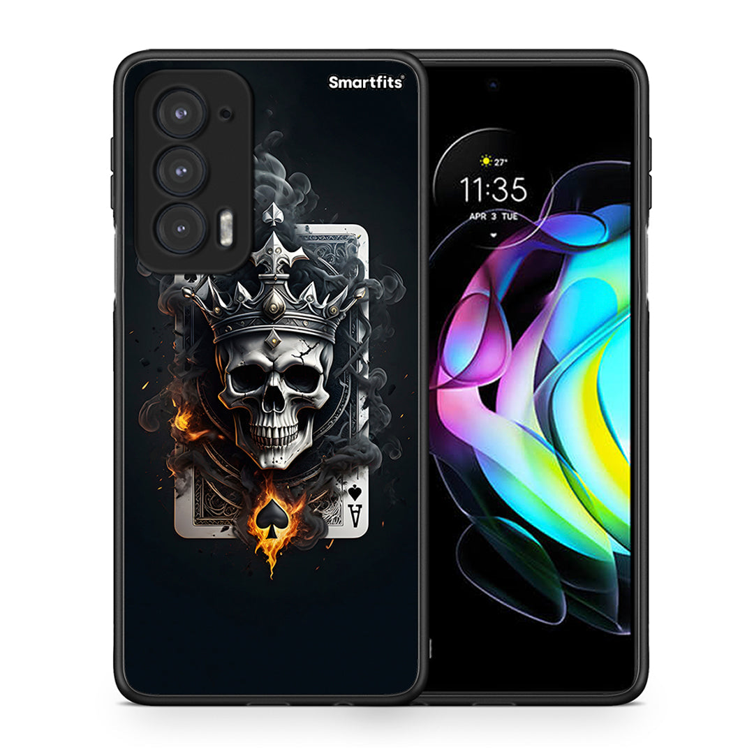 Θήκη Motorola Edge 20 5G Skull King Ace από τη Smartfits με σχέδιο στο πίσω μέρος και μαύρο περίβλημα | Motorola Edge 20 5G Skull King Ace case with colorful back and black bezels