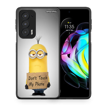 Θήκη Motorola Edge 20 5G Minion Text από τη Smartfits με σχέδιο στο πίσω μέρος και μαύρο περίβλημα | Motorola Edge 20 5G Minion Text case with colorful back and black bezels