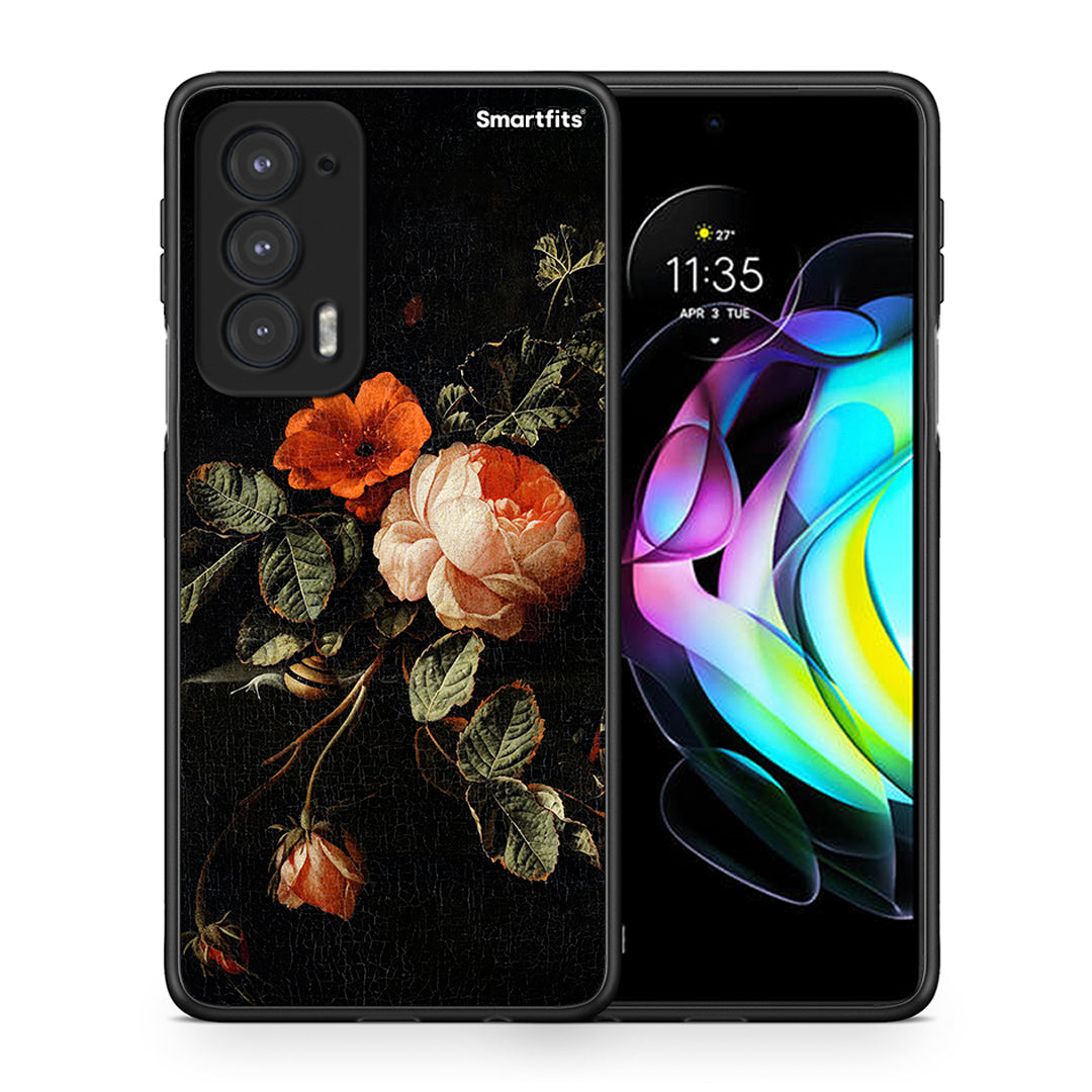 Θήκη Motorola Edge 20 5G Vintage Roses από τη Smartfits με σχέδιο στο πίσω μέρος και μαύρο περίβλημα | Motorola Edge 20 5G Vintage Roses case with colorful back and black bezels