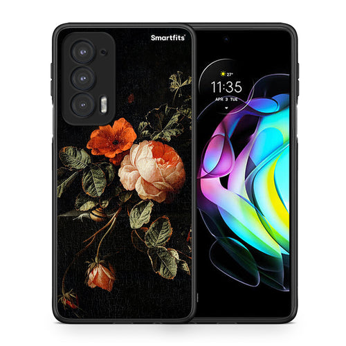 Θήκη Motorola Edge 20 5G Vintage Roses από τη Smartfits με σχέδιο στο πίσω μέρος και μαύρο περίβλημα | Motorola Edge 20 5G Vintage Roses case with colorful back and black bezels