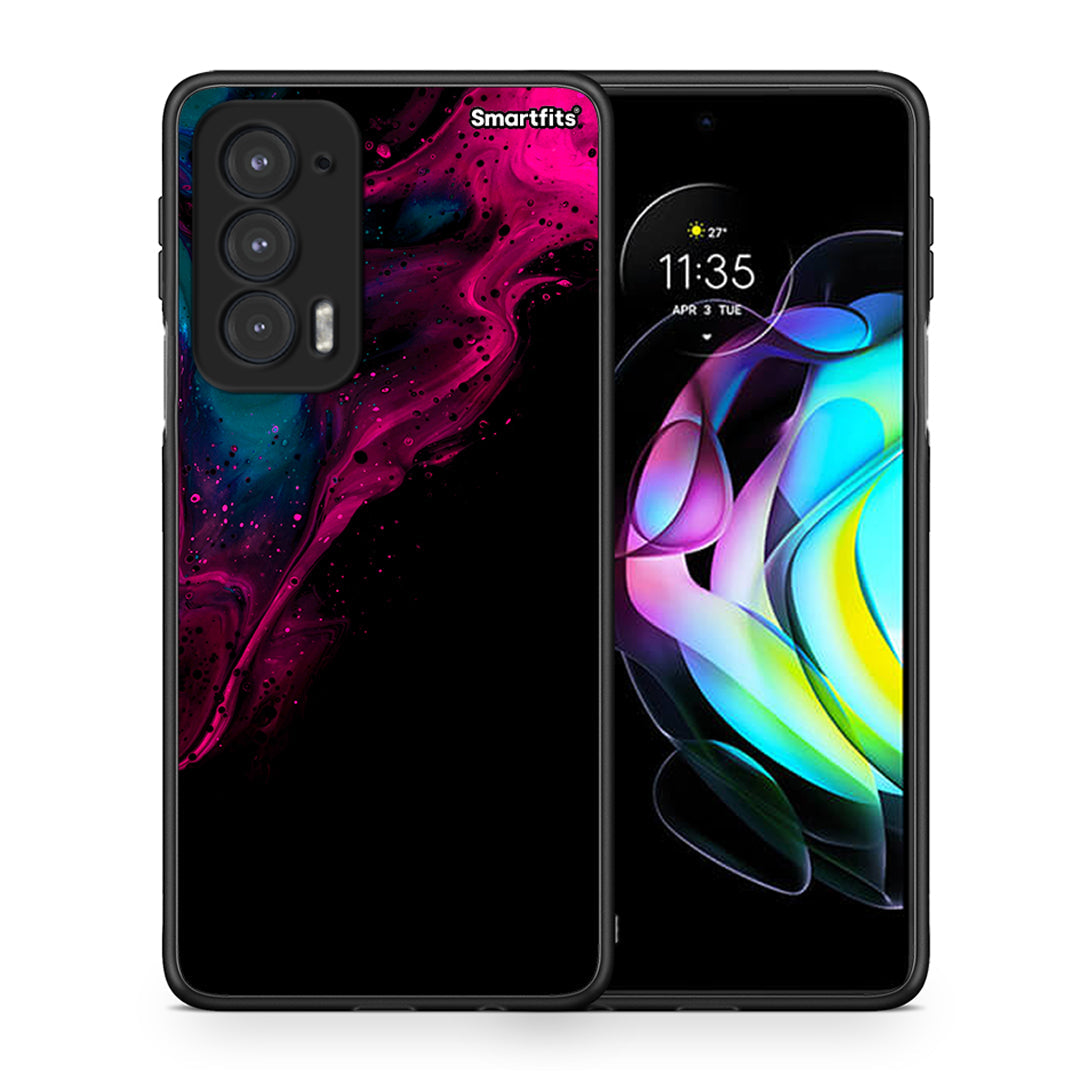 Θήκη Motorola Edge 20 5G Pink Black Watercolor από τη Smartfits με σχέδιο στο πίσω μέρος και μαύρο περίβλημα | Motorola Edge 20 5G Pink Black Watercolor case with colorful back and black bezels