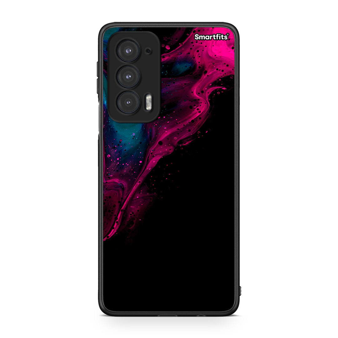 4 - Motorola Edge 20 5G Pink Black Watercolor case, cover, bumper