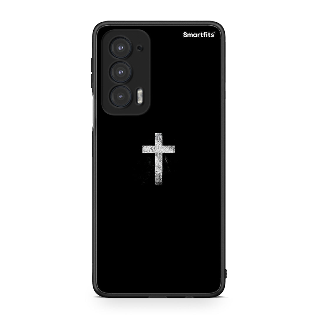Motorola Edge 20 5G White Cross θήκη από τη Smartfits με σχέδιο στο πίσω μέρος και μαύρο περίβλημα | Smartphone case with colorful back and black bezels by Smartfits
