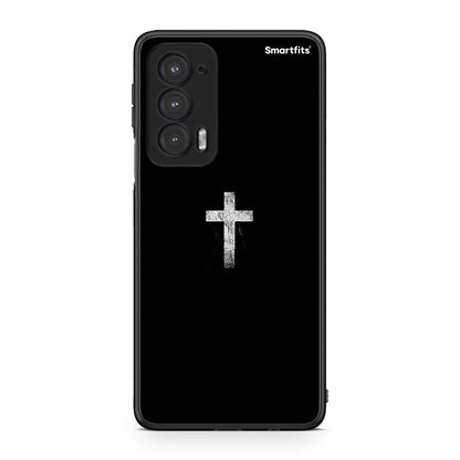 Motorola Edge 20 5G White Cross θήκη από τη Smartfits με σχέδιο στο πίσω μέρος και μαύρο περίβλημα | Smartphone case with colorful back and black bezels by Smartfits