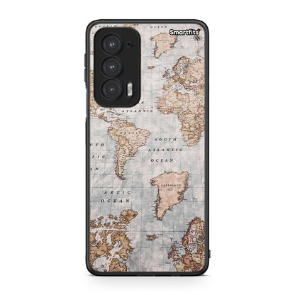 Motorola Edge 20 5G World Map Θήκη από τη Smartfits με σχέδιο στο πίσω μέρος και μαύρο περίβλημα | Smartphone case with colorful back and black bezels by Smartfits