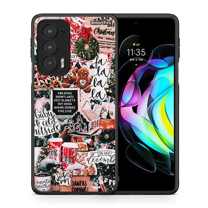 Θήκη Motorola Edge 20 5G Xmas Habbits από τη Smartfits με σχέδιο στο πίσω μέρος και μαύρο περίβλημα | Motorola Edge 20 5G Xmas Habbits case with colorful back and black bezels