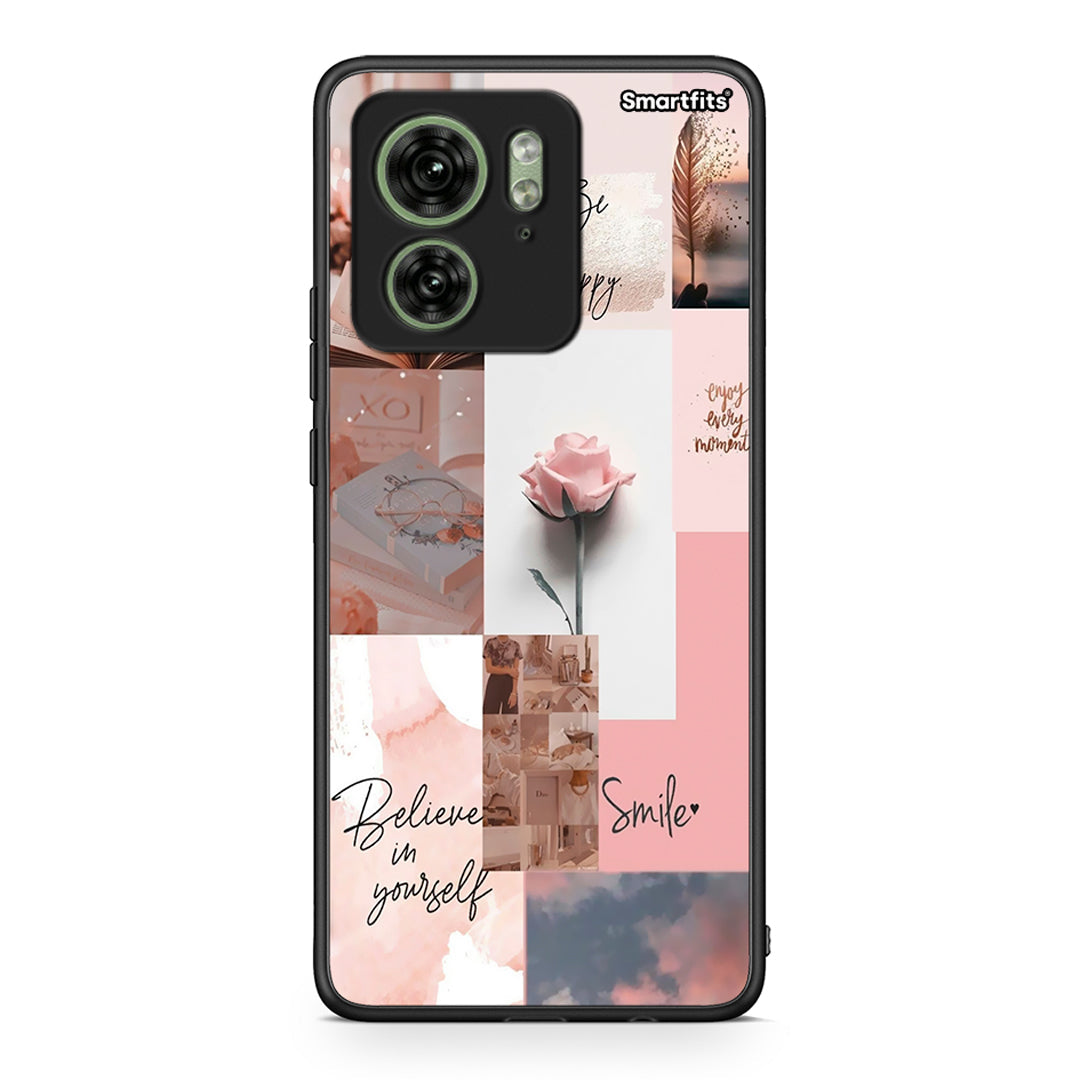 Motorola Edge 40 5G Aesthetic Collage θήκη από τη Smartfits με σχέδιο στο πίσω μέρος και μαύρο περίβλημα | Smartphone case with colorful back and black bezels by Smartfits