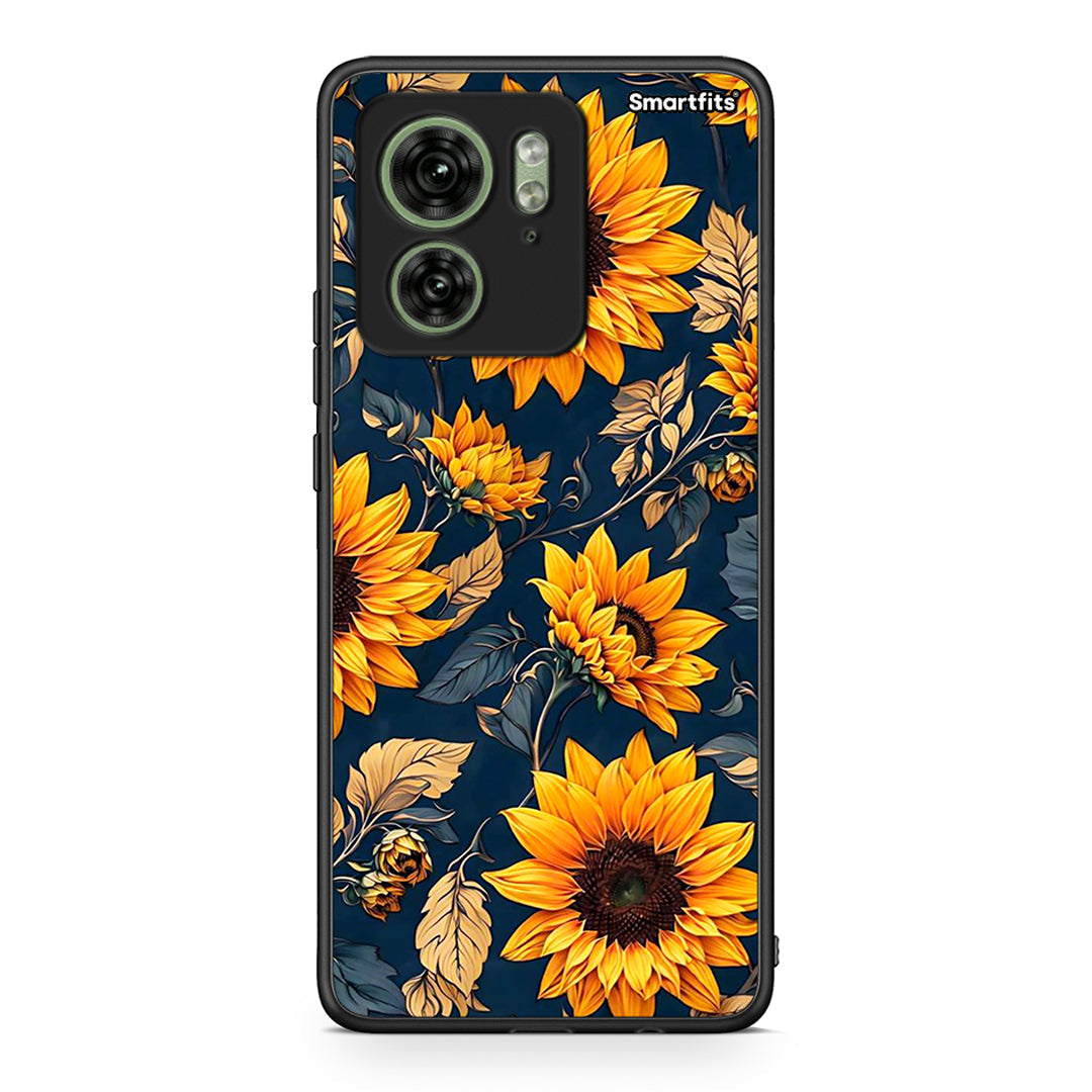 Motorola Edge 40 5G Autumn Sunflowers Θήκη από τη Smartfits με σχέδιο στο πίσω μέρος και μαύρο περίβλημα | Smartphone case with colorful back and black bezels by Smartfits