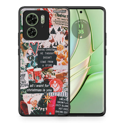 Θήκη Motorola Edge 40 5G Christmas Happiness από τη Smartfits με σχέδιο στο πίσω μέρος και μαύρο περίβλημα | Motorola Edge 40 5G Christmas Happiness case with colorful back and black bezels
