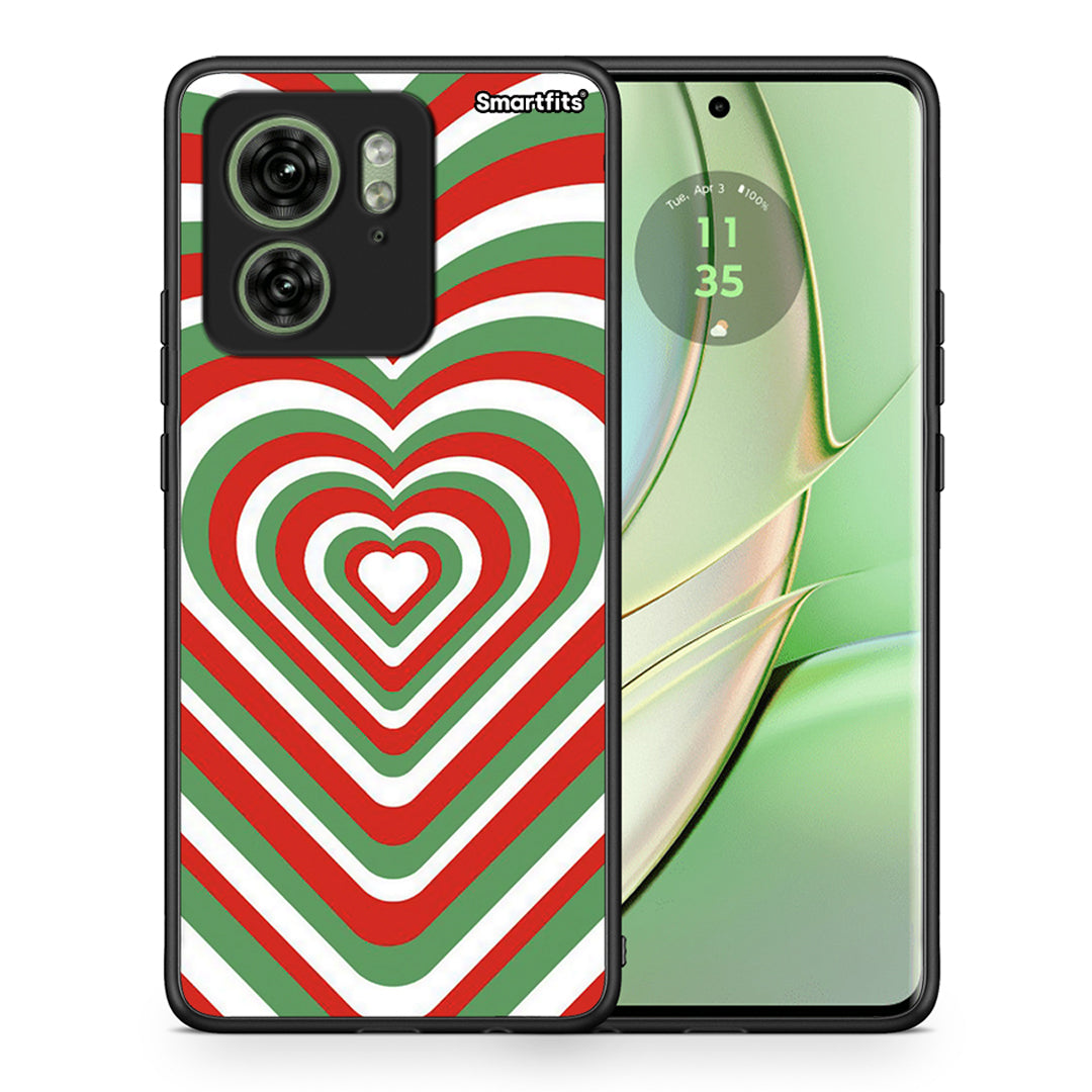 Θήκη Motorola Edge 40 5G Christmas Hearts από τη Smartfits με σχέδιο στο πίσω μέρος και μαύρο περίβλημα | Motorola Edge 40 5G Christmas Hearts case with colorful back and black bezels