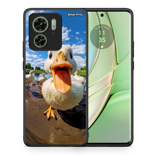 Θήκη Motorola Edge 40 5G Duck Face από τη Smartfits με σχέδιο στο πίσω μέρος και μαύρο περίβλημα | Motorola Edge 40 5G Duck Face case with colorful back and black bezels