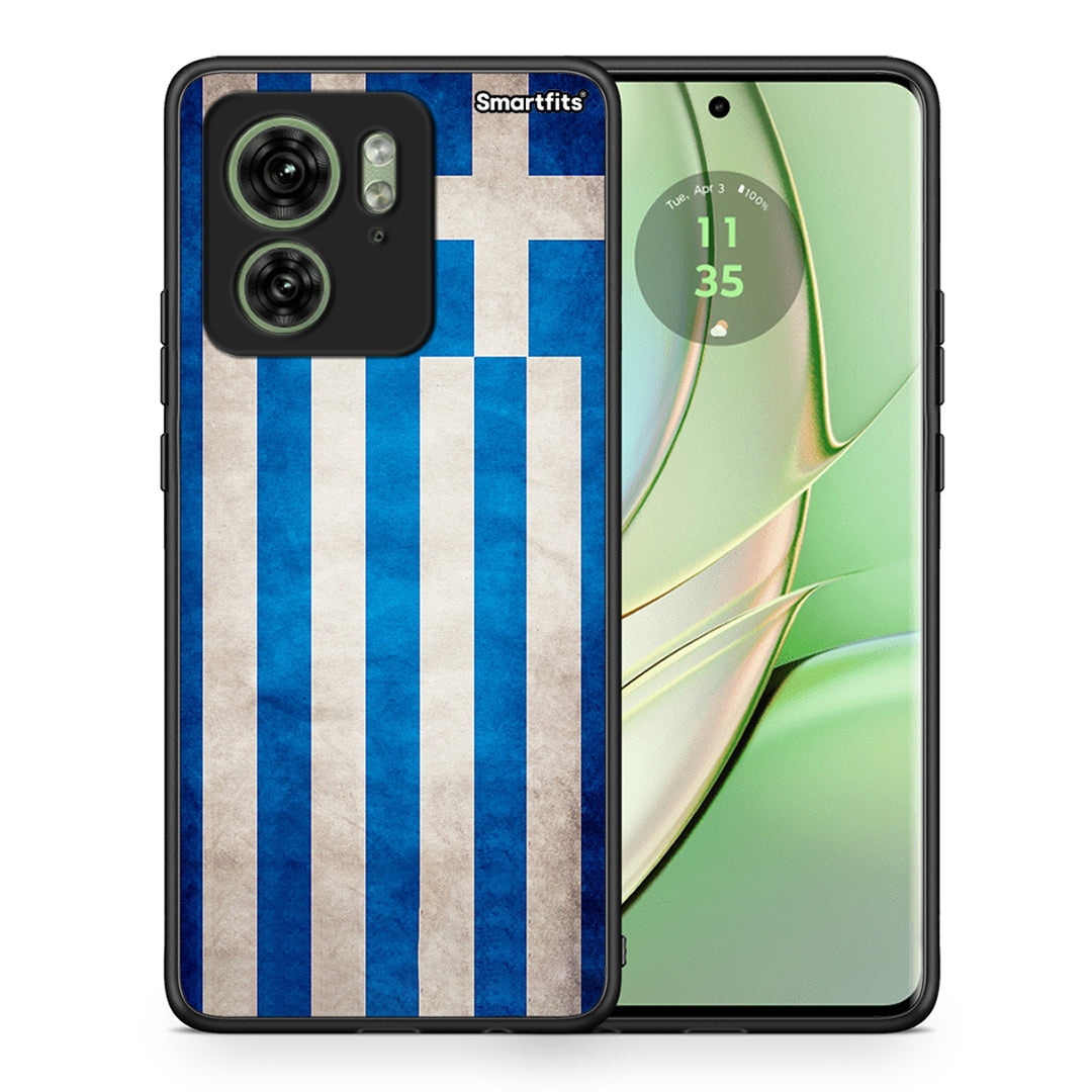 Θήκη Motorola Edge 40 5G Greek Flag από τη Smartfits με σχέδιο στο πίσω μέρος και μαύρο περίβλημα | Motorola Edge 40 5G Greek Flag case with colorful back and black bezels