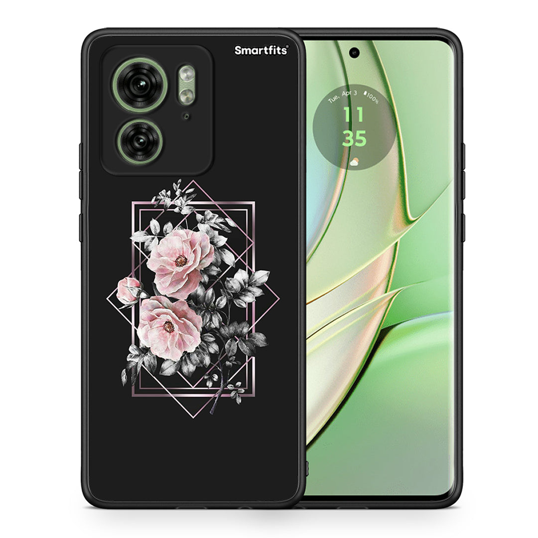 Θήκη Motorola Edge 40 5G Frame Flower από τη Smartfits με σχέδιο στο πίσω μέρος και μαύρο περίβλημα | Motorola Edge 40 5G Frame Flower case with colorful back and black bezels