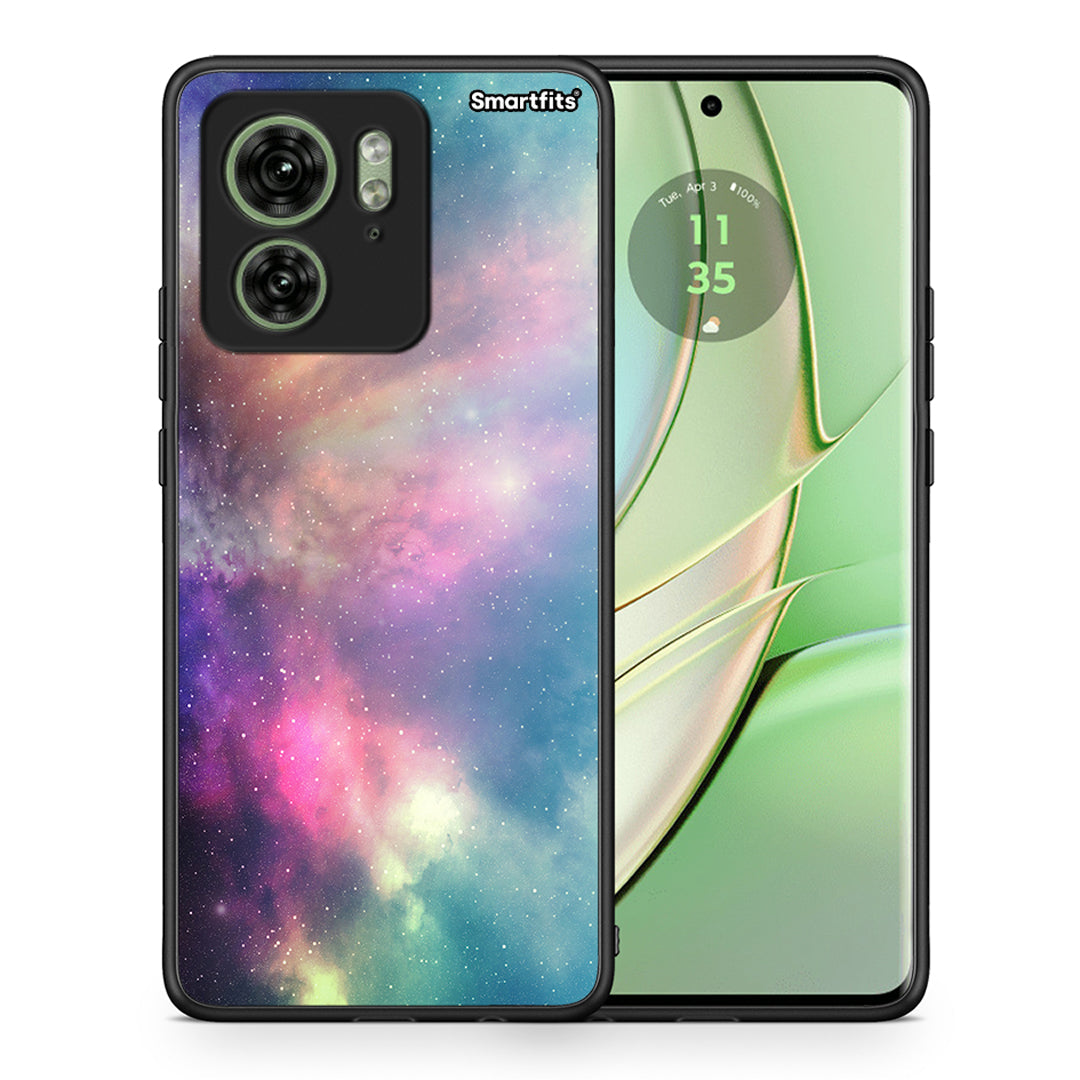 Θήκη Motorola Edge 40 5G Rainbow Galaxy από τη Smartfits με σχέδιο στο πίσω μέρος και μαύρο περίβλημα | Motorola Edge 40 5G Rainbow Galaxy case with colorful back and black bezels