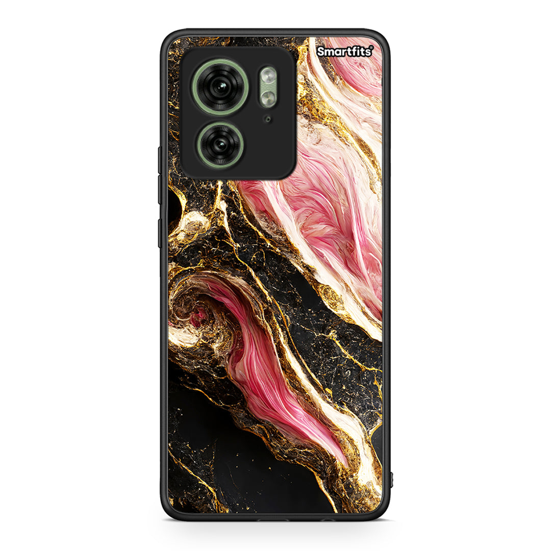 Motorola Edge 40 5G Glamorous Pink Marble θήκη από τη Smartfits με σχέδιο στο πίσω μέρος και μαύρο περίβλημα | Smartphone case with colorful back and black bezels by Smartfits