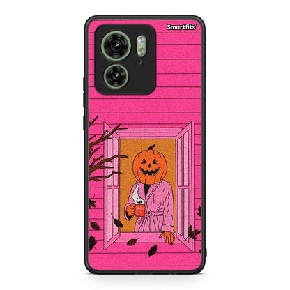 Motorola Edge 40 5G Halloween Pumpkin Lady Θήκη από τη Smartfits με σχέδιο στο πίσω μέρος και μαύρο περίβλημα | Smartphone case with colorful back and black bezels by Smartfits