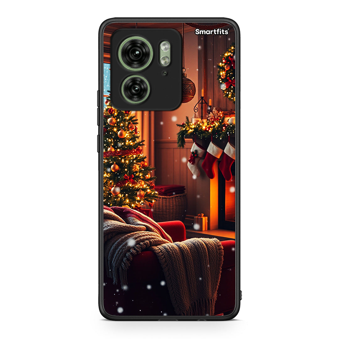 Motorola Edge 40 5G Home For Christmas θήκη από τη Smartfits με σχέδιο στο πίσω μέρος και μαύρο περίβλημα | Smartphone case with colorful back and black bezels by Smartfits