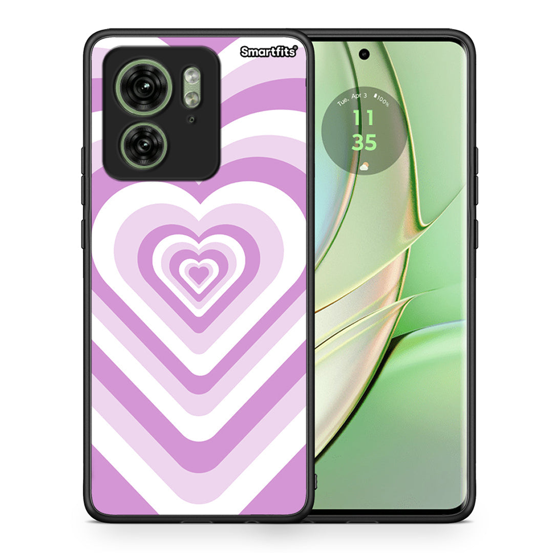 Θήκη Motorola Edge 40 5G Lilac Hearts από τη Smartfits με σχέδιο στο πίσω μέρος και μαύρο περίβλημα | Motorola Edge 40 5G Lilac Hearts case with colorful back and black bezels