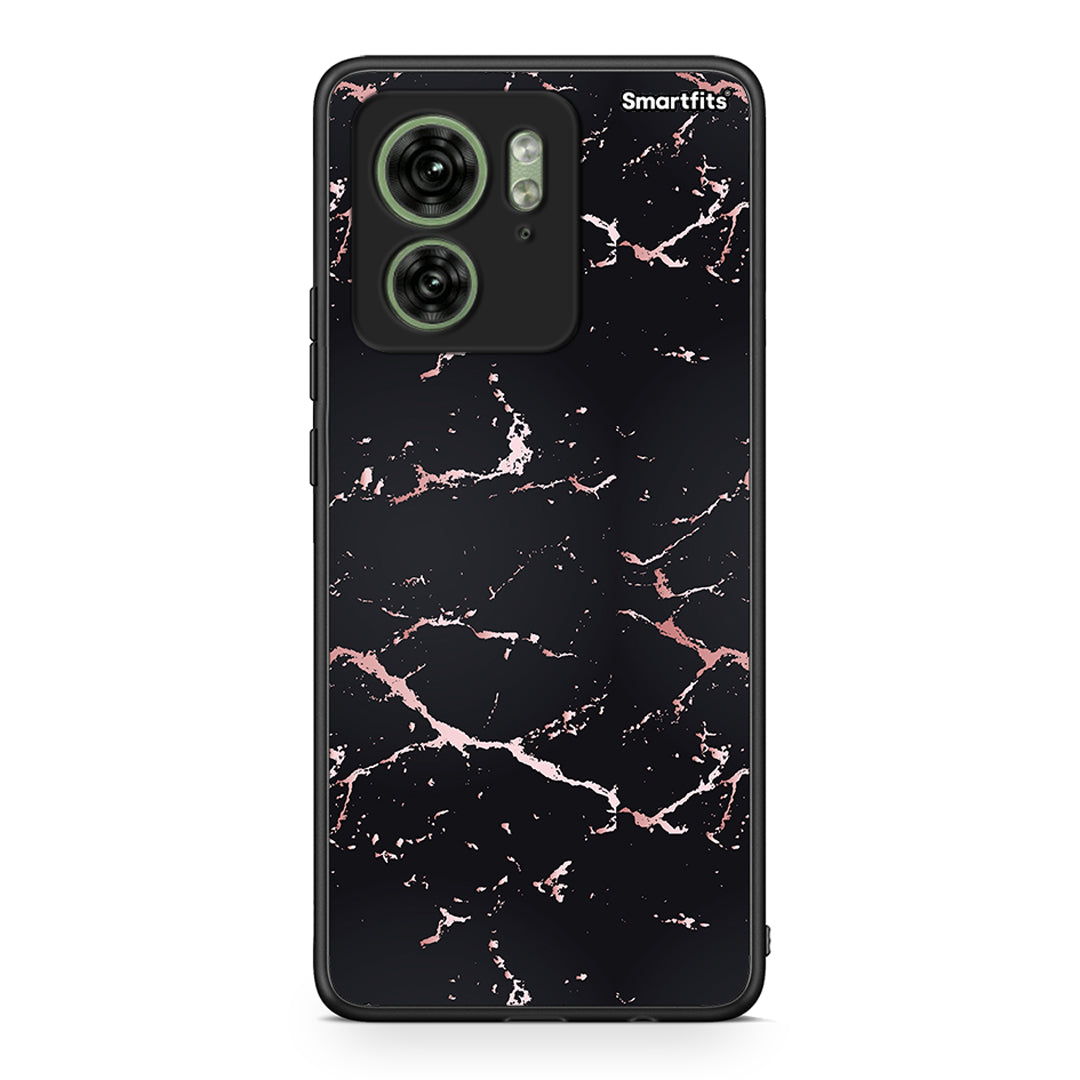 4 - Motorola Edge 40 5G Black Rosegold Marble case, cover, bumper