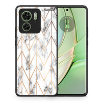 Thumbnail for Θήκη Motorola Edge 40 5G Gold Geometric Marble από τη Smartfits με σχέδιο στο πίσω μέρος και μαύρο περίβλημα | Motorola Edge 40 5G Gold Geometric Marble case with colorful back and black bezels