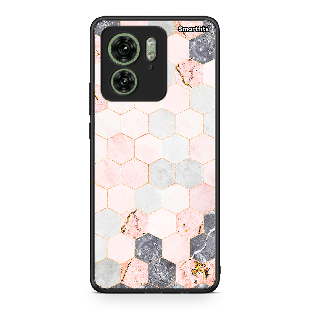 4 - Motorola Edge 40 5G Hexagon Pink Marble case, cover, bumper