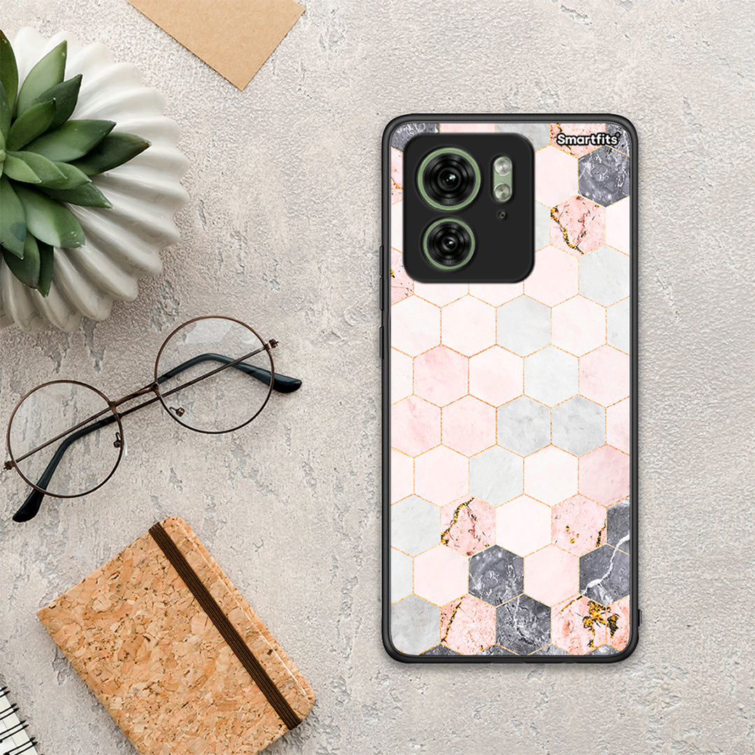 Marble Hexagon Pink - Motorola Edge 40 5G θήκη