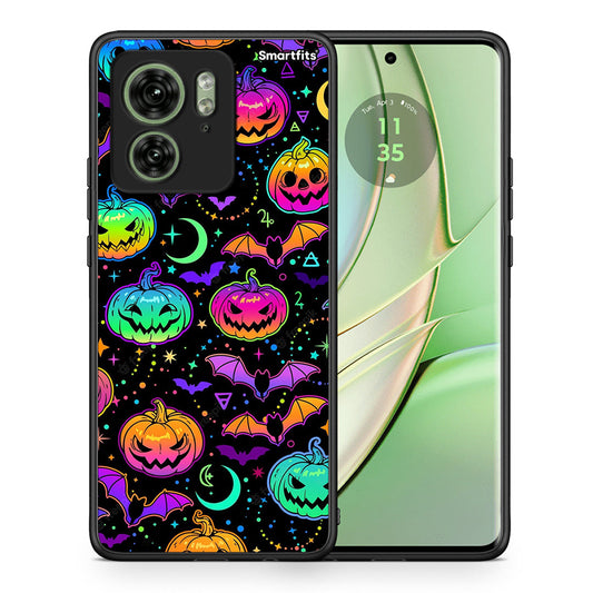 Θήκη Motorola Edge 40 5G Neon Halloween από τη Smartfits με σχέδιο στο πίσω μέρος και μαύρο περίβλημα | Motorola Edge 40 5G Neon Halloween case with colorful back and black bezels