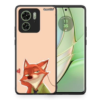 Θήκη Motorola Edge 40 5G Nick Wilde And Judy Hopps Love 1 από τη Smartfits με σχέδιο στο πίσω μέρος και μαύρο περίβλημα | Motorola Edge 40 5G Nick Wilde And Judy Hopps Love 1 case with colorful back and black bezels