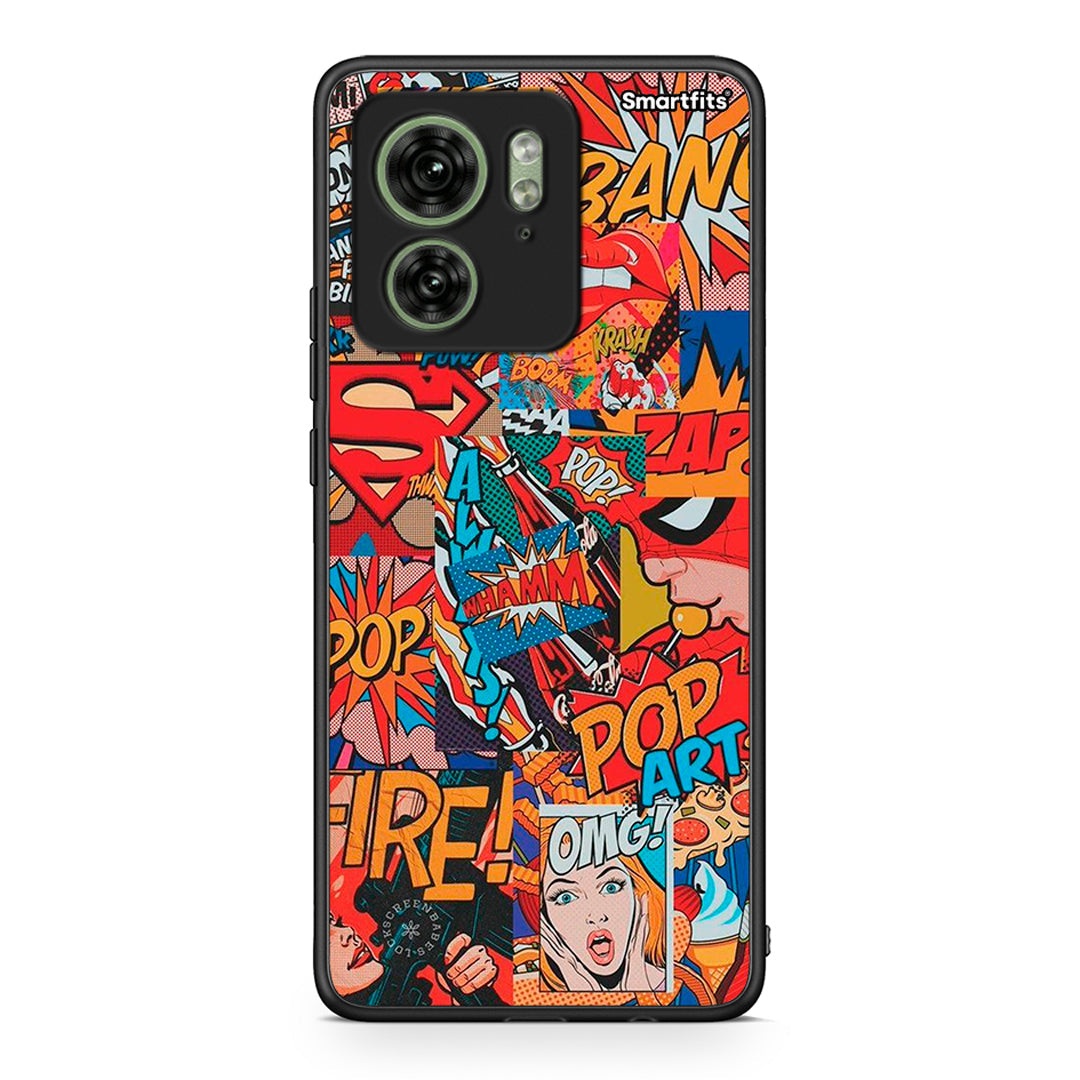 Motorola Edge 40 5G PopArt OMG θήκη από τη Smartfits με σχέδιο στο πίσω μέρος και μαύρο περίβλημα | Smartphone case with colorful back and black bezels by Smartfits