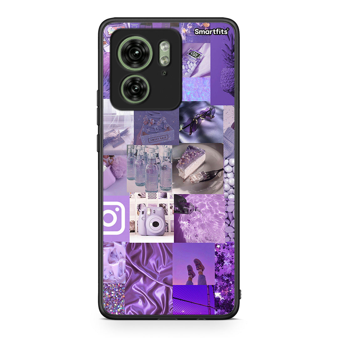 Motorola Edge 40 5G Purple Aesthetic Collage θήκη από τη Smartfits με σχέδιο στο πίσω μέρος και μαύρο περίβλημα | Smartphone case with colorful back and black bezels by Smartfits